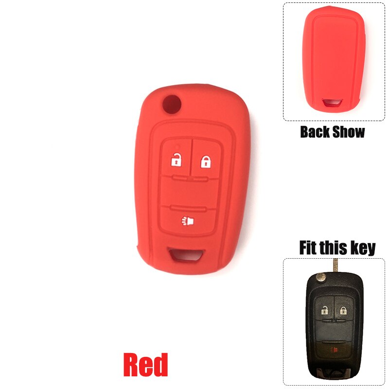 Silicone car key cover key protector keychain case for Chevrolet Cruze TRAX Lova Spark Onix Silverado Volt Camaro Aveo Sail: M Red