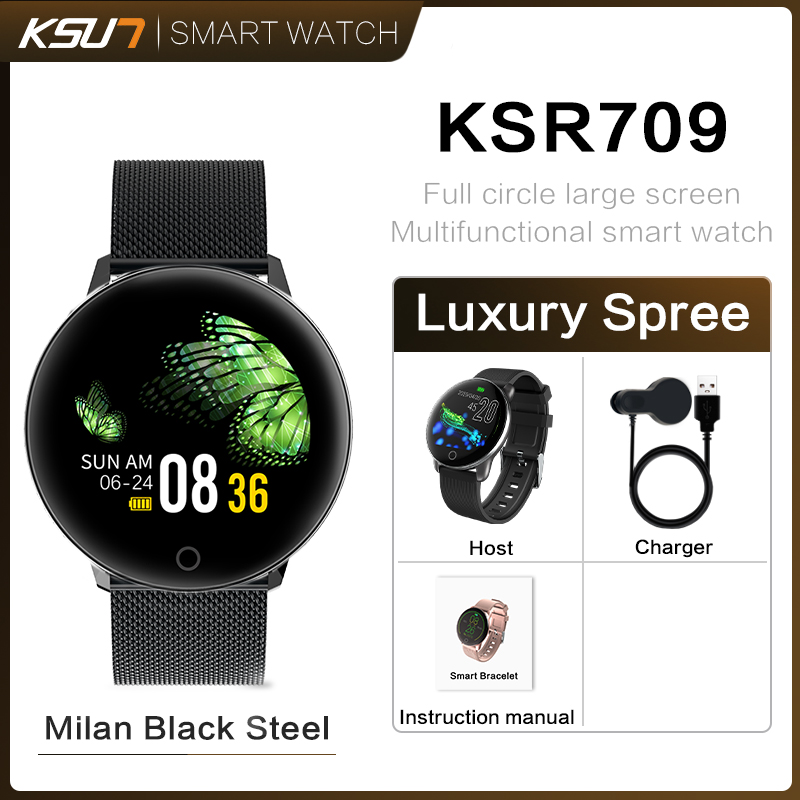 KSUN KSR709 Männer Sport Pedometer Smart Uhr IP68 Wasserdichte Fitness Tracker Heart Rate Monitor Frauen Uhr Smartwatch