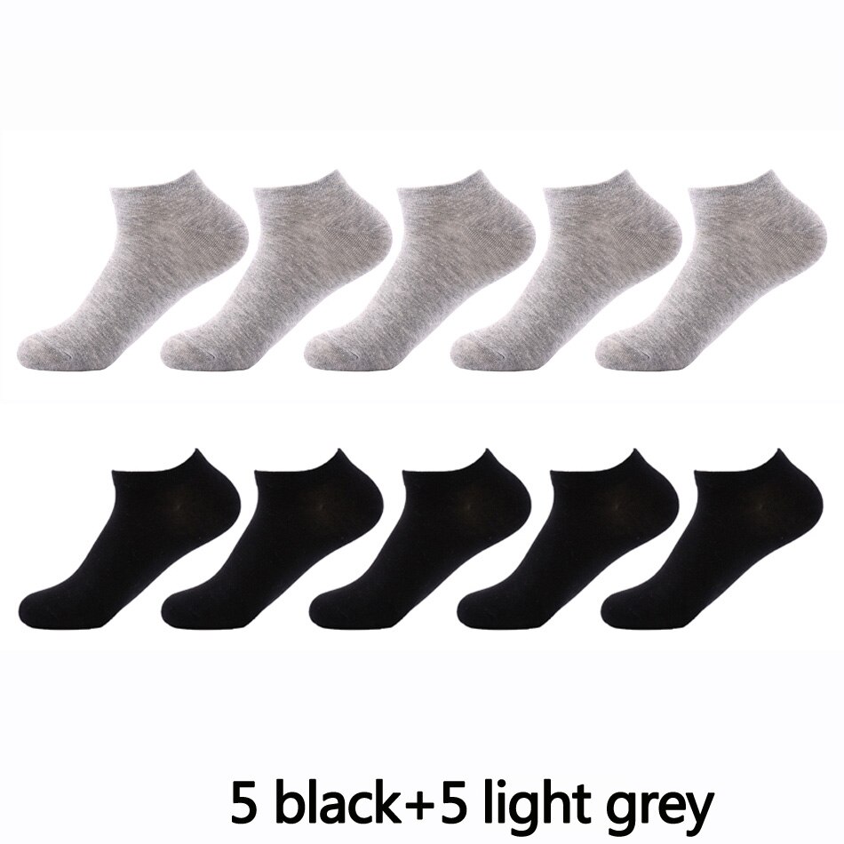 10 Pairs Ankle Socks Men Socks Low Cut Ankle Sock Men Short Socks Casual Sports Cotton Socks Men&#39;s No Show Socks Size 6-11: 5 black 5 light grey
