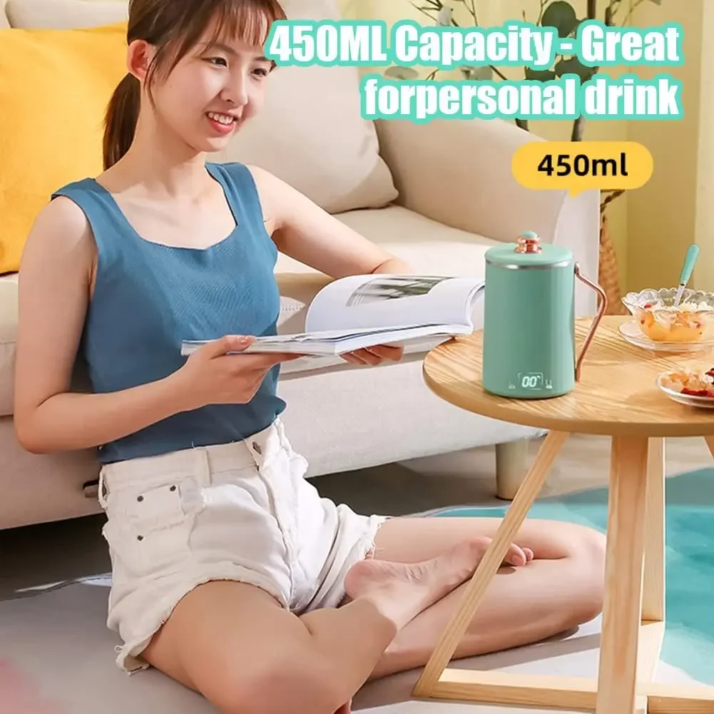 Czajnik elektryczny 220V Przenośny kubek grzewczy Termostat Termos z funkcją utrzymywania ciepła Elektryczny kubek robić duszenia Kuchenny kubek robić gotowania wody 450ML EU