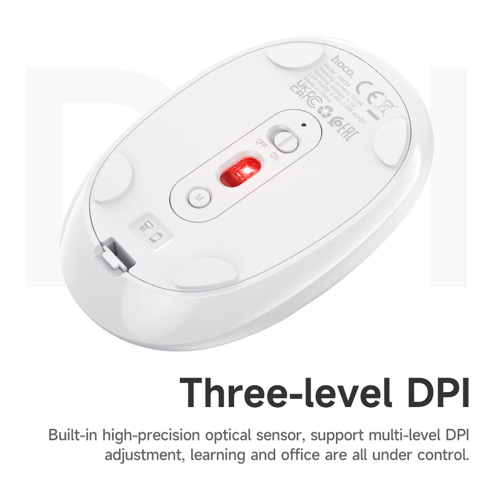 HOCO GM34 podwójny tryb 2.4G bezprzewodowa mysz Bluetooth 5.2/3.0 komputer biznesowy 1600DPI cicha mysz do komputera MacBook tablety Laptop