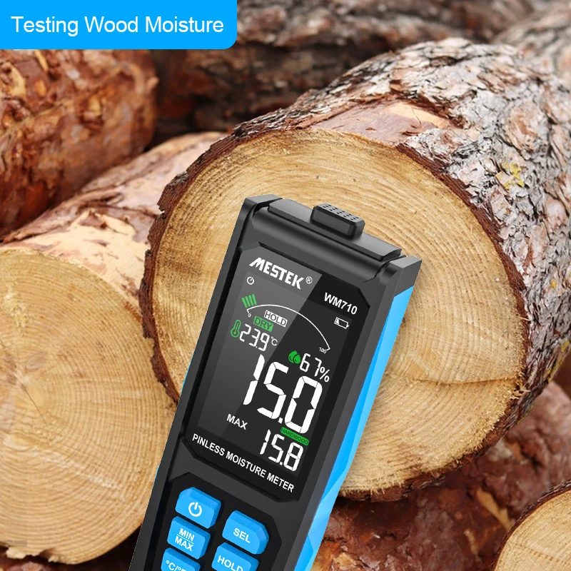 Pinless Digital Wood Moisture Meter Ambient Temp Humidity Test Non-destructive Inductive Hygrometer Wall Timber Damp Detector