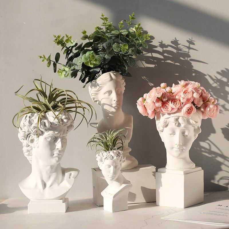 Nordisk venus staty skulpturer blomkruka david figur gipsväxt torkade blommor kruka hantverk skissa vardagsrum dekoration
