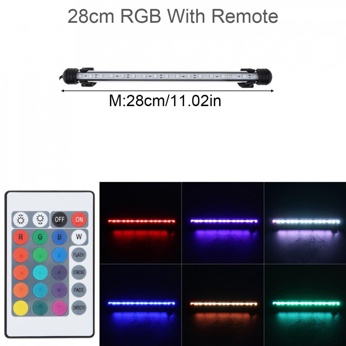 Submersible Light 18-62CM Aquarium Fish Tank LED Light 5050 SMD RGB Submersible Waterproof Strip Light with Remote Control: 28 cm