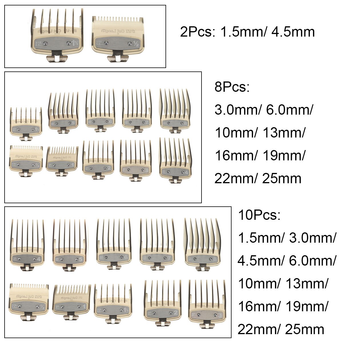 2/8/10Pcs 1.5-25mm Hair Clipper Cutting Guide Comb Guards Limit Comb Tools Kit for 46x38mm Cutting Head Hair Clipper for WAHL