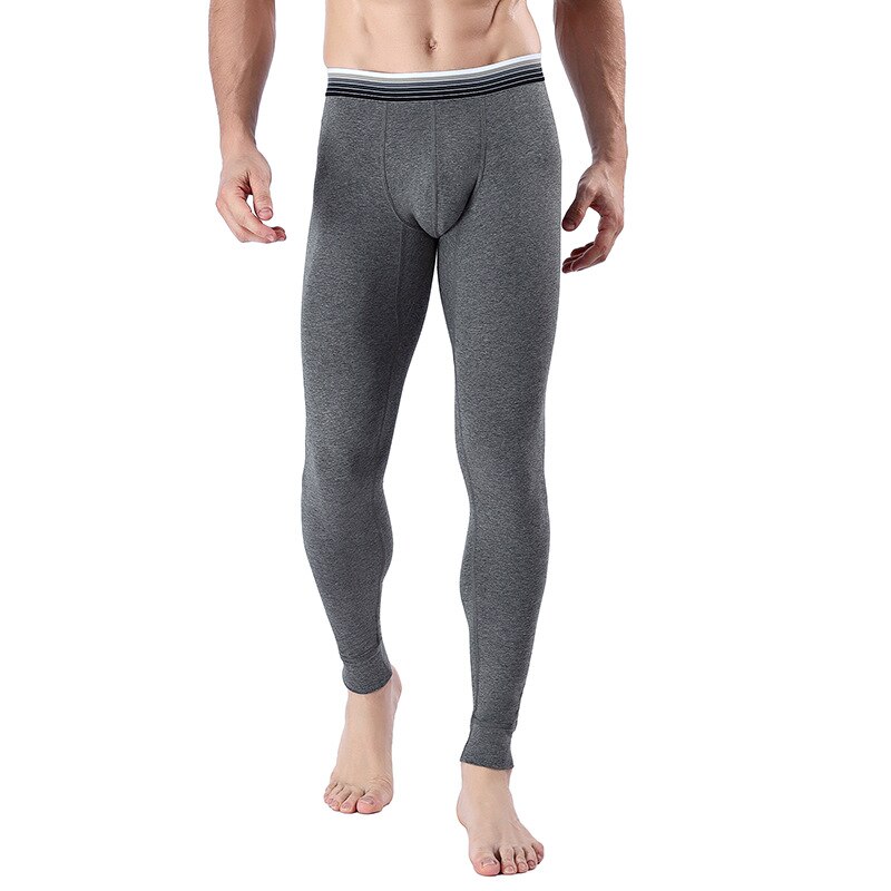 Winter Men Thermal Underwear Bamboo Charcoal Super Soft Underpants Men's Cotton Pants Long Johns Men Tight Underwear 5 Colors: gray / L