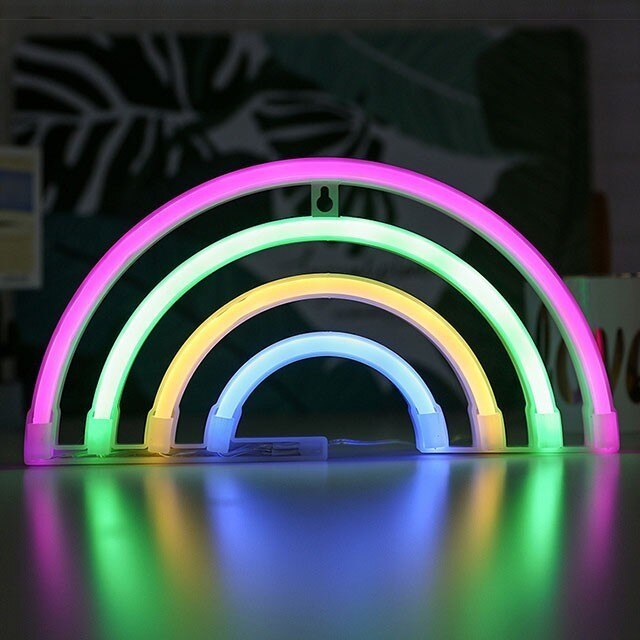 Cute Rainbow Neon Light Signs Led Rainbow Decor Light For Girls Bedroom Neon Lamp Wall Decor Christmas Party Neon Bulb Tube: B