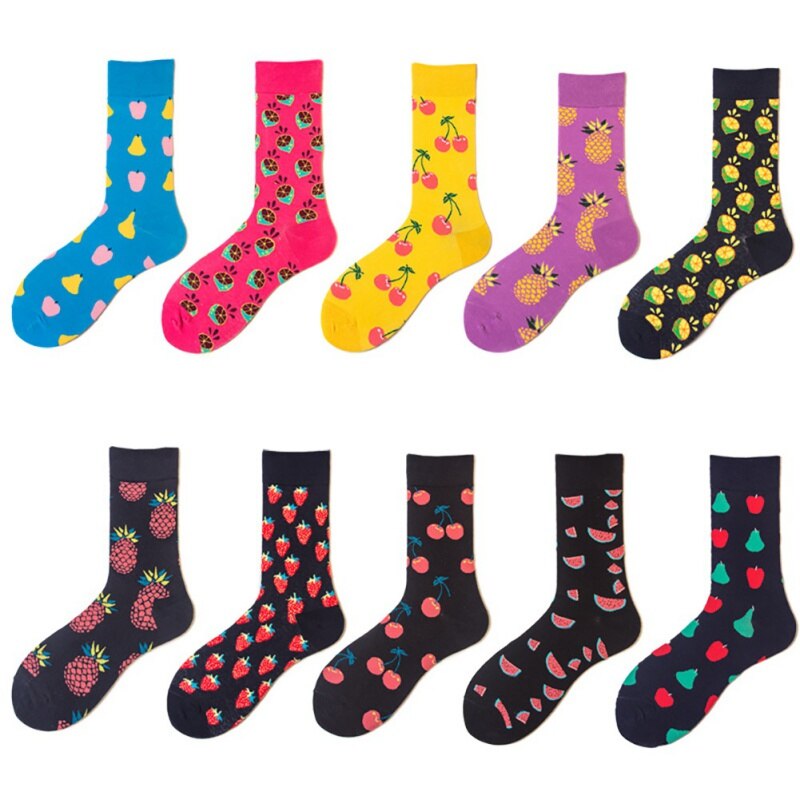 Frauen Männer Bunte Obst Muster Sport Socken Nette Lustige Casual Crew Baumwolle Socken Reise Wandern Laufen Walking Schuhe