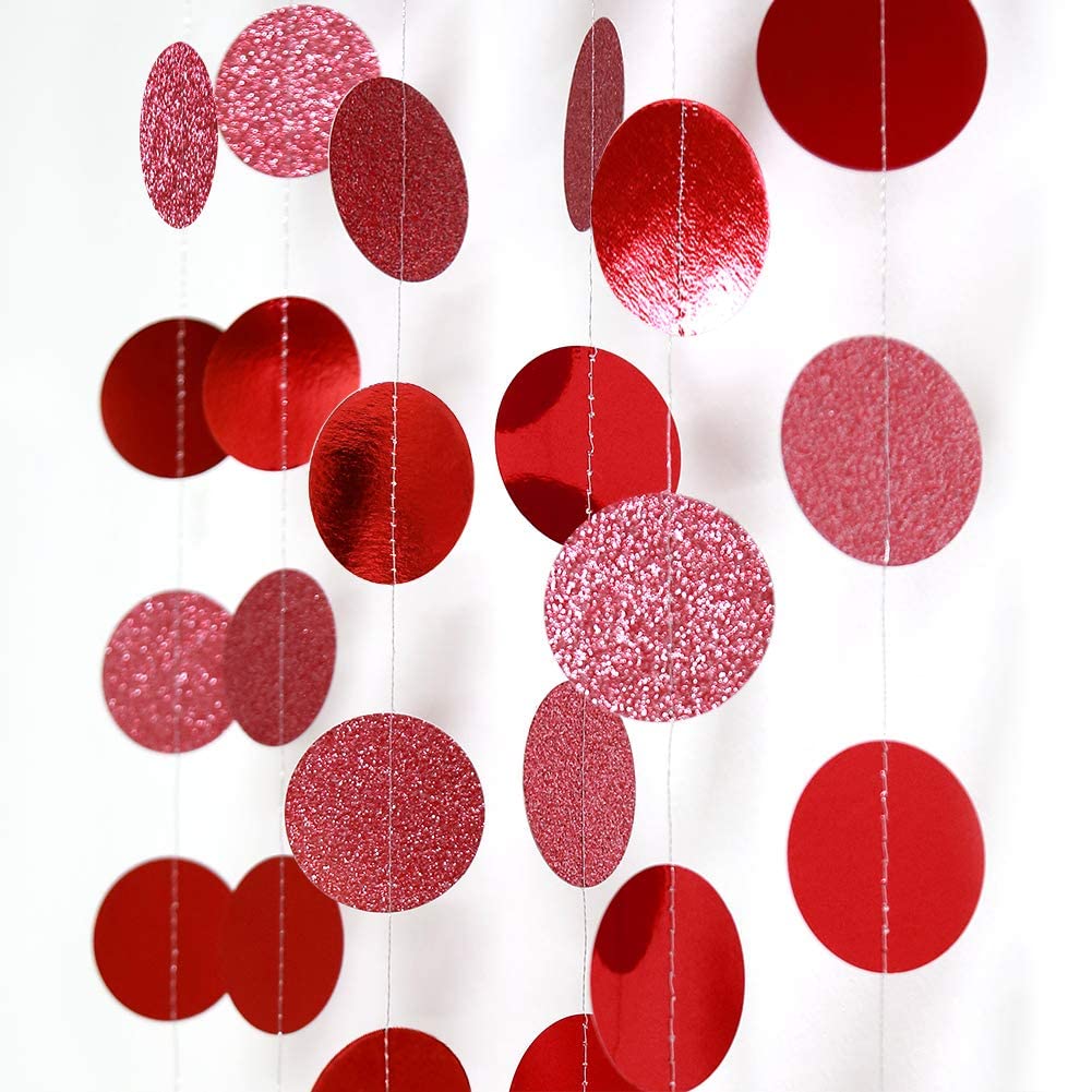 Guirnaldas redondas de puntos circulares de papel gris y negro con purpurina, pancarta colgante para de Halloween, decoración para de graduación: Multicolor
