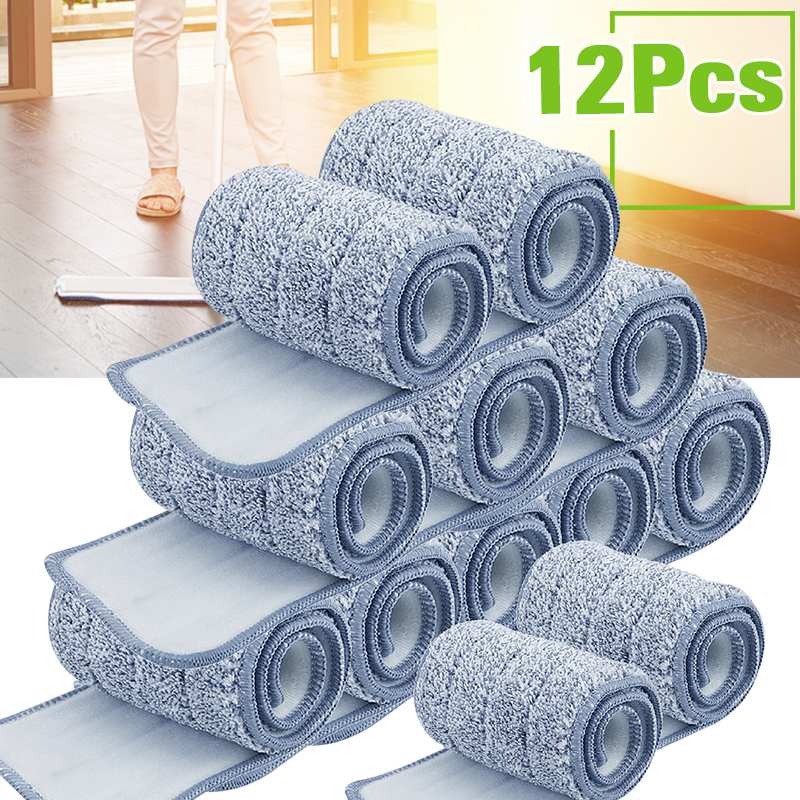 Flat Squeeze Mop and Bucket Hand Free Wringing Floor Cleaning Lazy Mop Wet Dry Usage with Microfiber Mop Pads: D