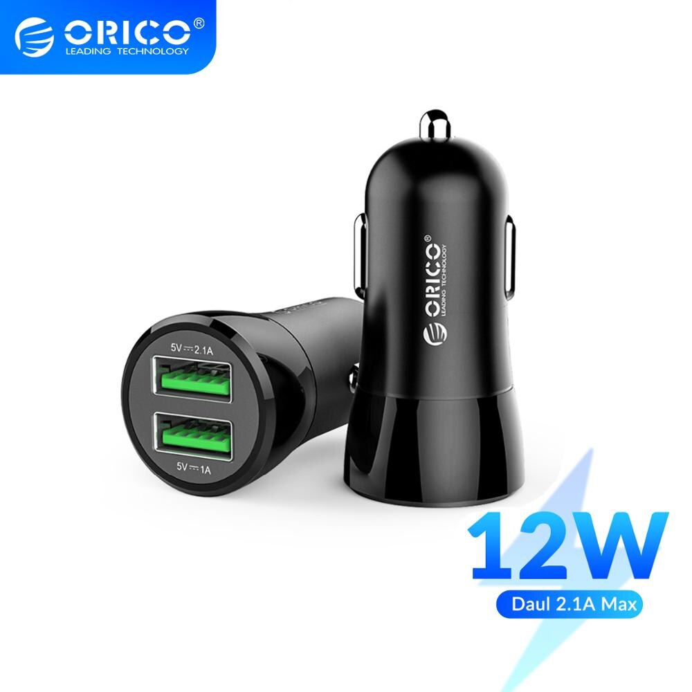 Orico 2 Usb Mini Autolader 12W Max Dual Usb Opladen Universele Snelle Auto-oplader Adapter Voor Iphone Samsung huawei Xiaomi Htc
