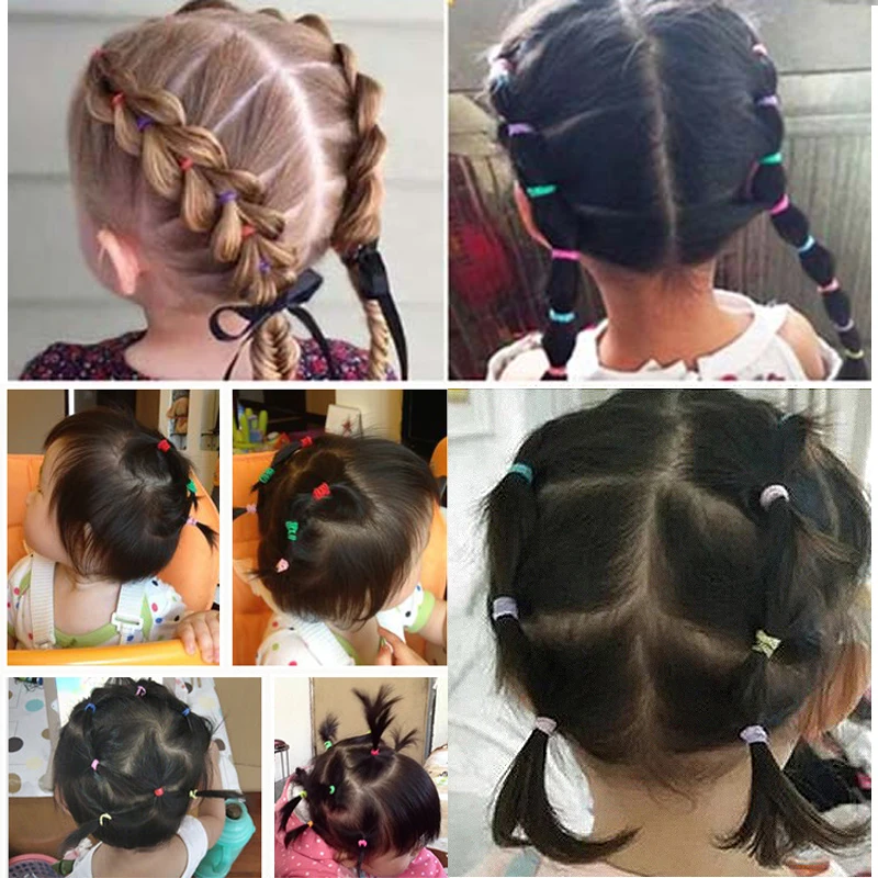 200pcs--1000pcs Colourful Rubber Ring Disposable Elastic Hair Bands Ponytail Holder Rubber Band Scrunchies Kids Hair Accessories
