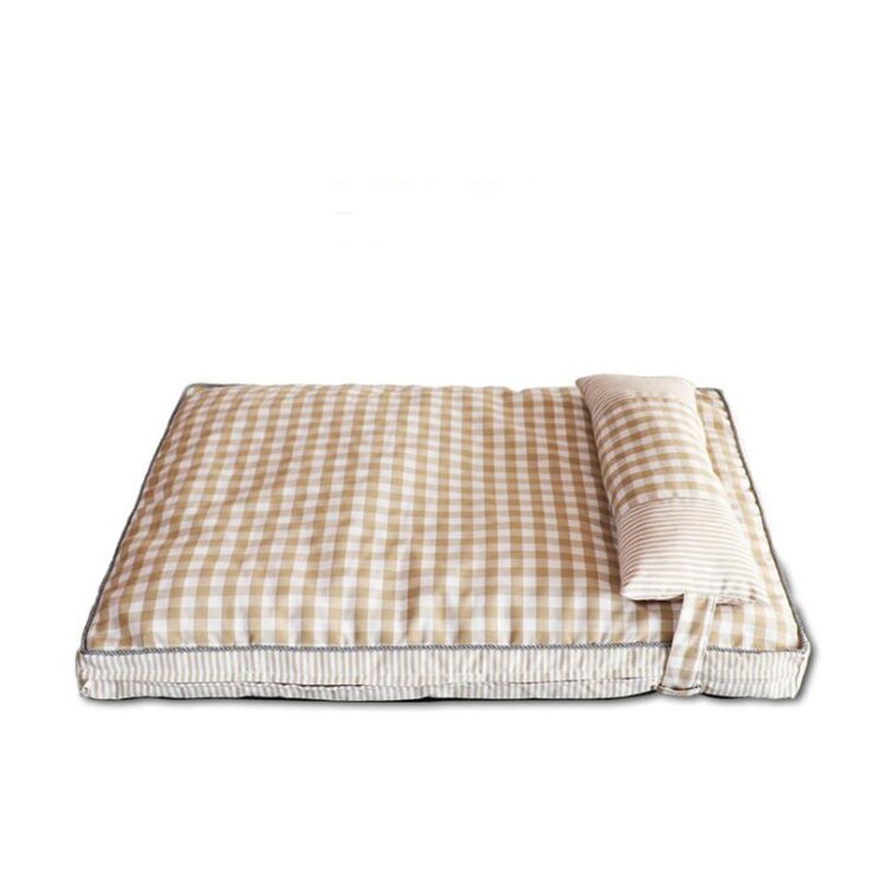 Lit en treillis doux pour animaux de compagnie, petit moyen chien, nid doux pour chiens, banc de relaxation de maison lavable toutes saisons chat chiot tapis de chenil: Khaki / S