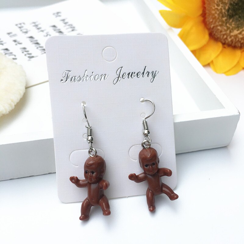 drôle bébé poupée forme coloré boucles d'oreilles pour femmes fille créative Harajuku Cool goutte boucles d'oreilles fête déclaration bijoux: Drop 1