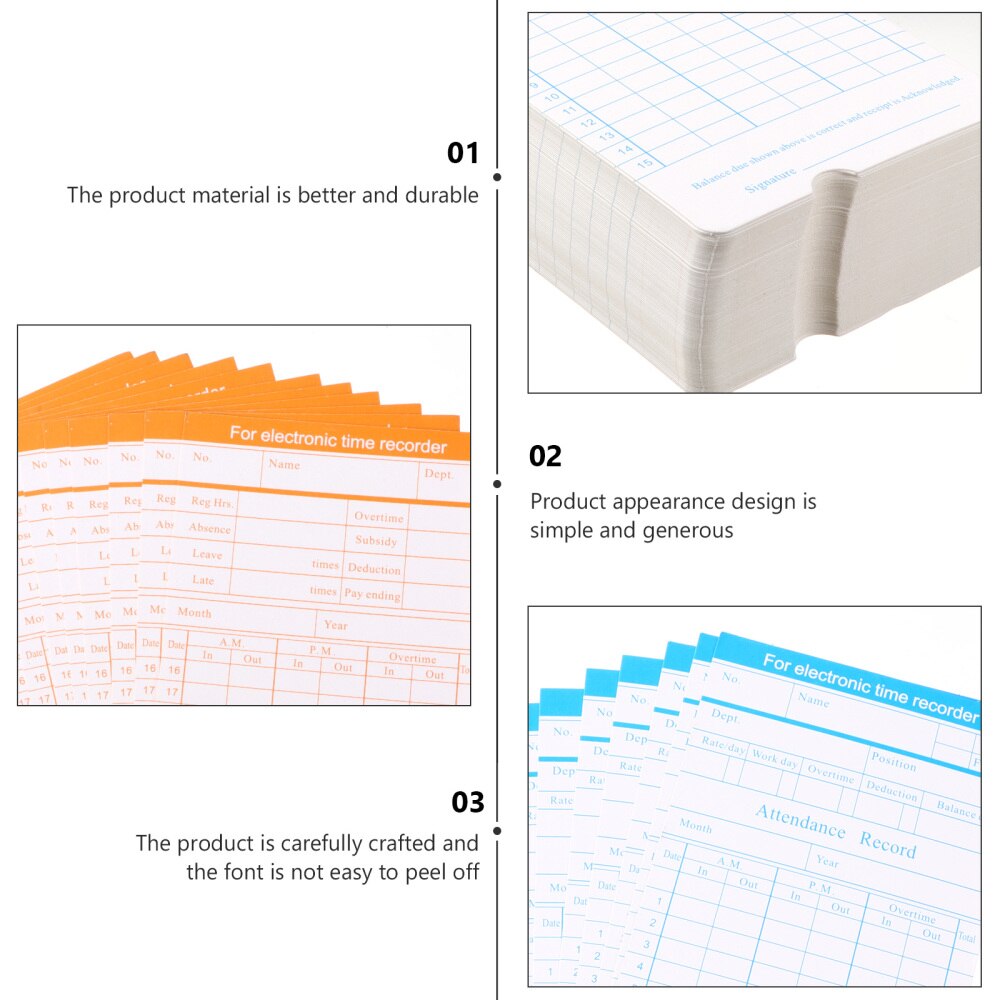1 set of Monthly Clocking Cards Time Attendance Recording for Office