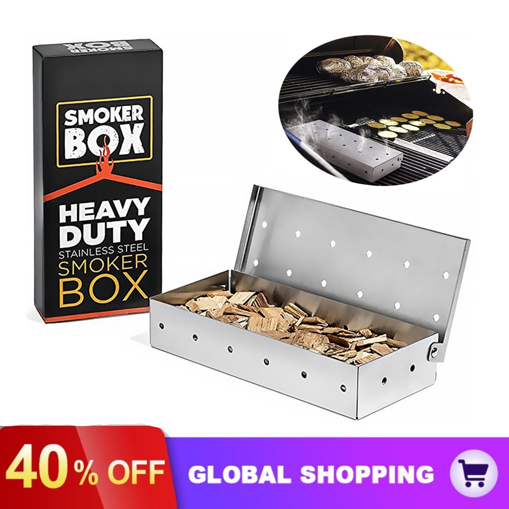 Wood Chips BBQ Smoker Box for Indoor Outdoor Charcoal Gas Barbecue Grill Meat Infused Smoke Flavor Accessories Smoker Box