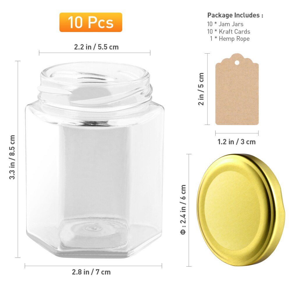 10 Uds de vidrio transparente de 180ml tarros de mermelada de miel con tapa cocina frascos de botellas de almacenamiento té y café frijoles granos dulces contenedores tarro