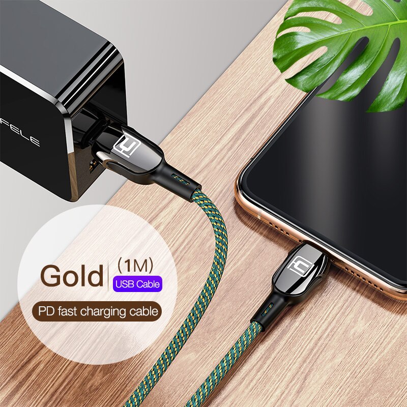 Cafele 18W USB C robić błyskawicy kabel ładujący robić iPhone 11 zawodowiec Xs Max X XR 8 plus kabel USB robić szybkiego ładowania PD kabel robić ładowarki: złoto zielony