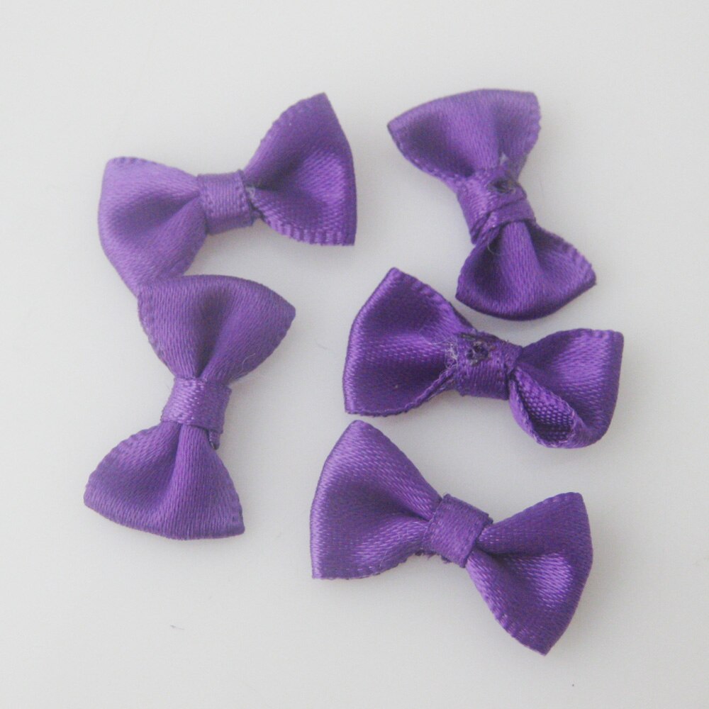 50Pcs 2CM long Line Shape Small Bows Satin Ribbon Knotted 35 Colors Cute Bowtie Clothes Headwear Ornament: Pink