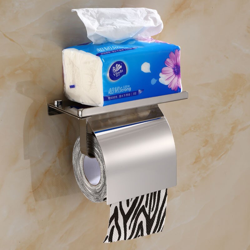 Rustfrit stål papirrulleholder mobiltelefon tissue hotel badeværelse racks hardware toilet