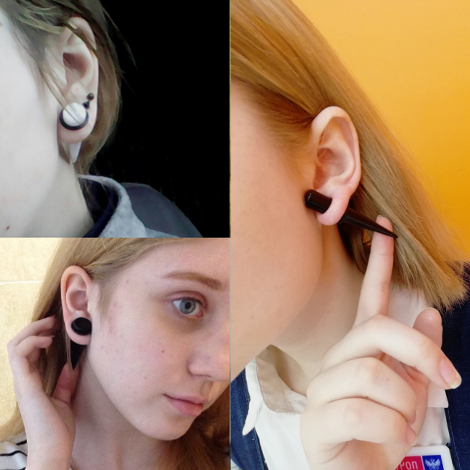Dilatadores de oreja de 2 piezas, túneles y tapones para pendientes, Piercing, dilataciones de oreja, ensanchador, marcas para túneles, Piercing, joyería de 1,6-16mm