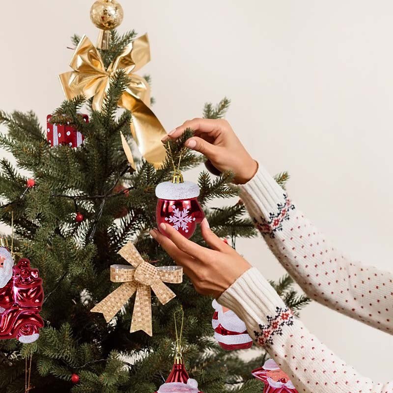 2pcs Christmas Ball Ornament Mold Xmas Tree Ice Cream Snowman House Small Turn Combination Pendant Christmas Tree Decorations