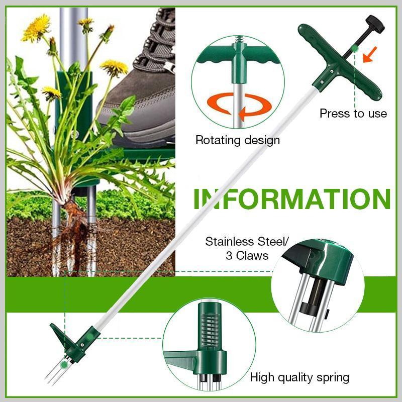 Standing Plant Root Remover Hand Tool Garden Outdoor Removal Stainless Steel Farmland Puller Dandelion Manual Digging Lawn Multi