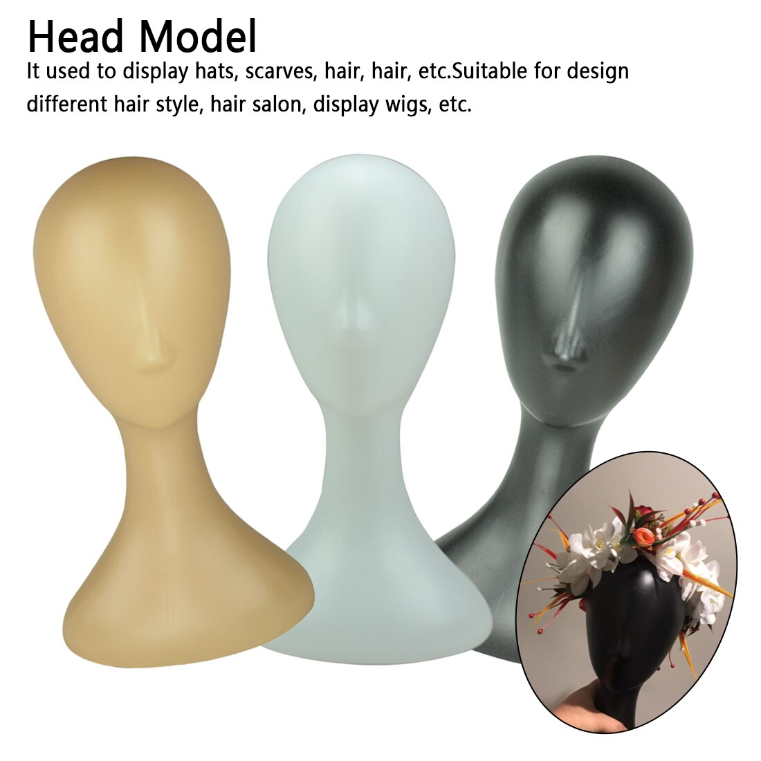 1pcs Female Plastic Mannequin Manikin Head Model Wig Glasses Hat Display Stand Health Wig Display Head Model Head