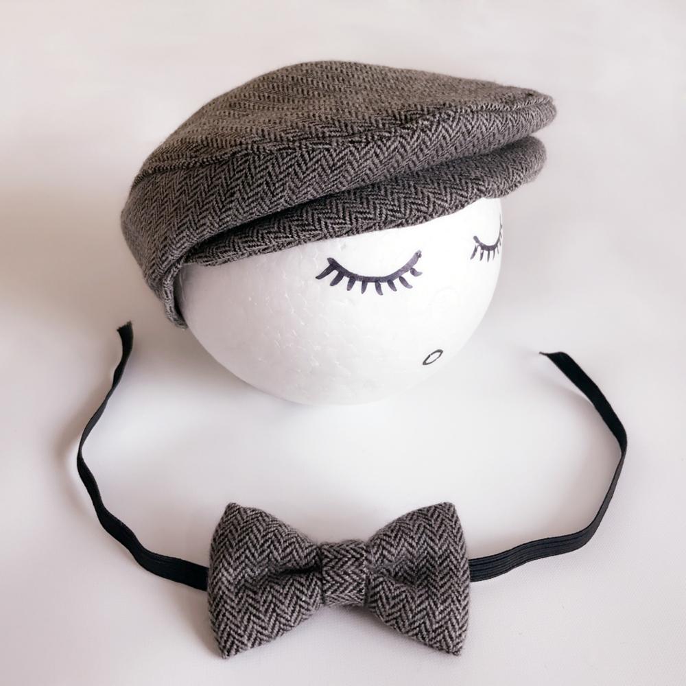 Gentleman Baby Photo Cartoon Cap Kinderen Strikje Baby Boy Kid: Black and Grey