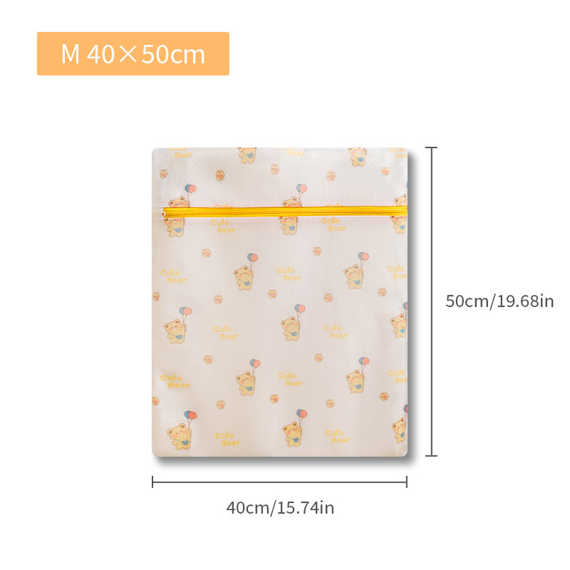 Print Cartoon Beer Waszak Badkamer Kleding Opslag Waszak Voor Wasmachine Anti-Vervorming Kleding Organizer Zes Grootte: Light Grey