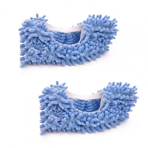 Shoes Cover Skin-friendly Dust Cleaning Soft Floor Mopping Cleaning Slipper for House Indoor Machine Washable Cloth Shoe Bag: Blue