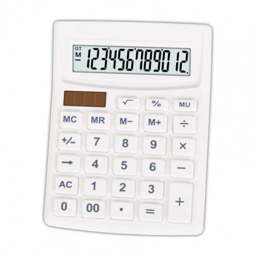 Calculator LCD Display Large Button ABS Solar Digit Handheld Calculator for Home: White