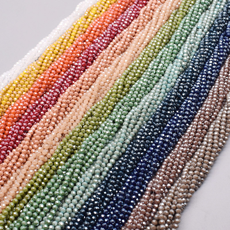 Shiny Color 4mm Rondelle Crystal Glass Beads Faceted Loose Spacer Glass Beads for Jewelry Making DIY Bracelet