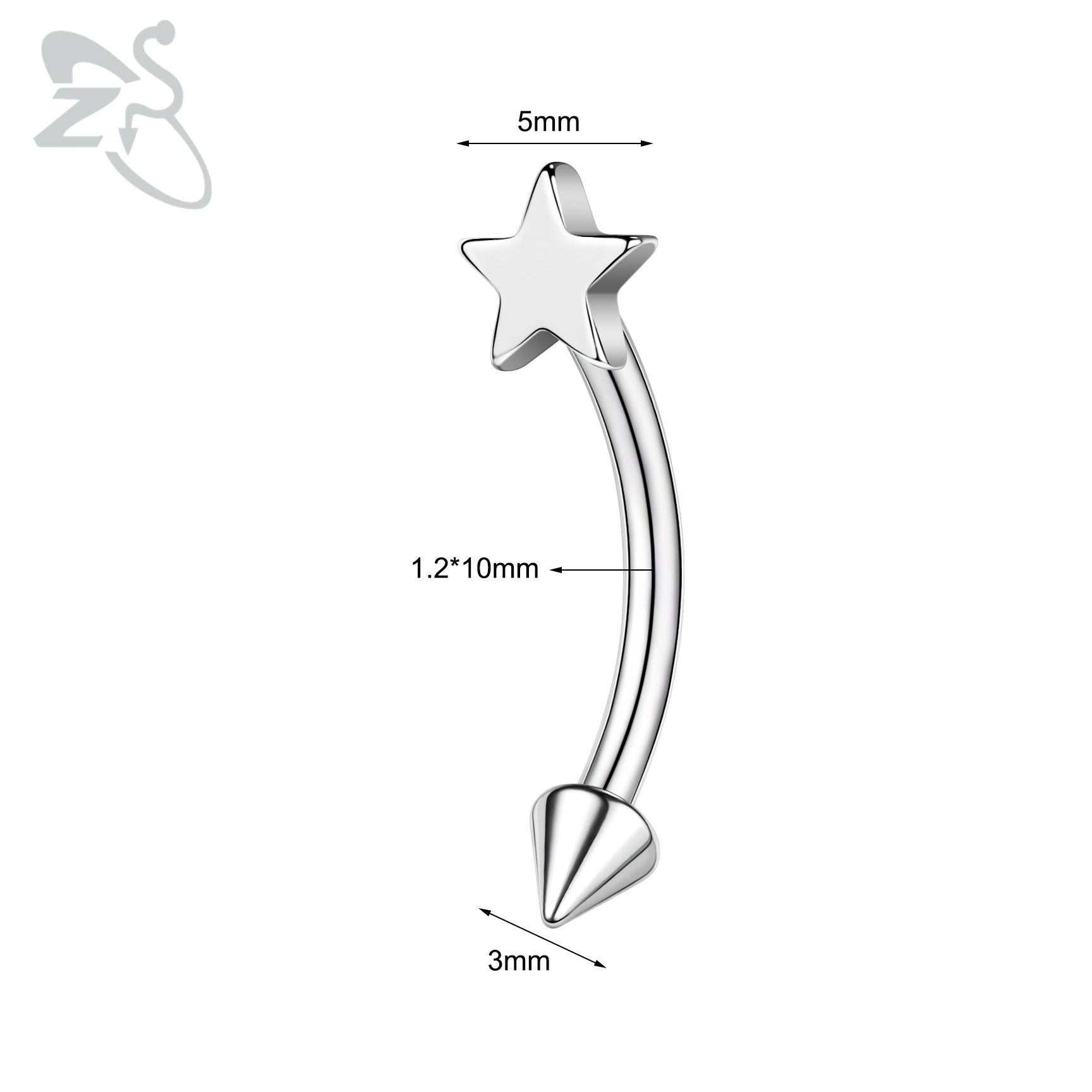 ZS 1 Piece 16G/20G Stainelss Steel Eyebrow Piercing Men Punk Rock Curved Eyebrows Ring Cross Spike Lip Belly Piercings Jewelry