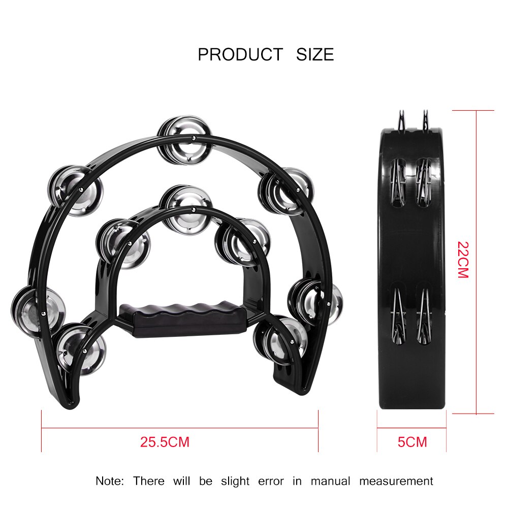 Half Moon Drum Tambourine Percussion Musical Instruments Hand Bell For Party Compact Double KTV Bells Orff Tambourine