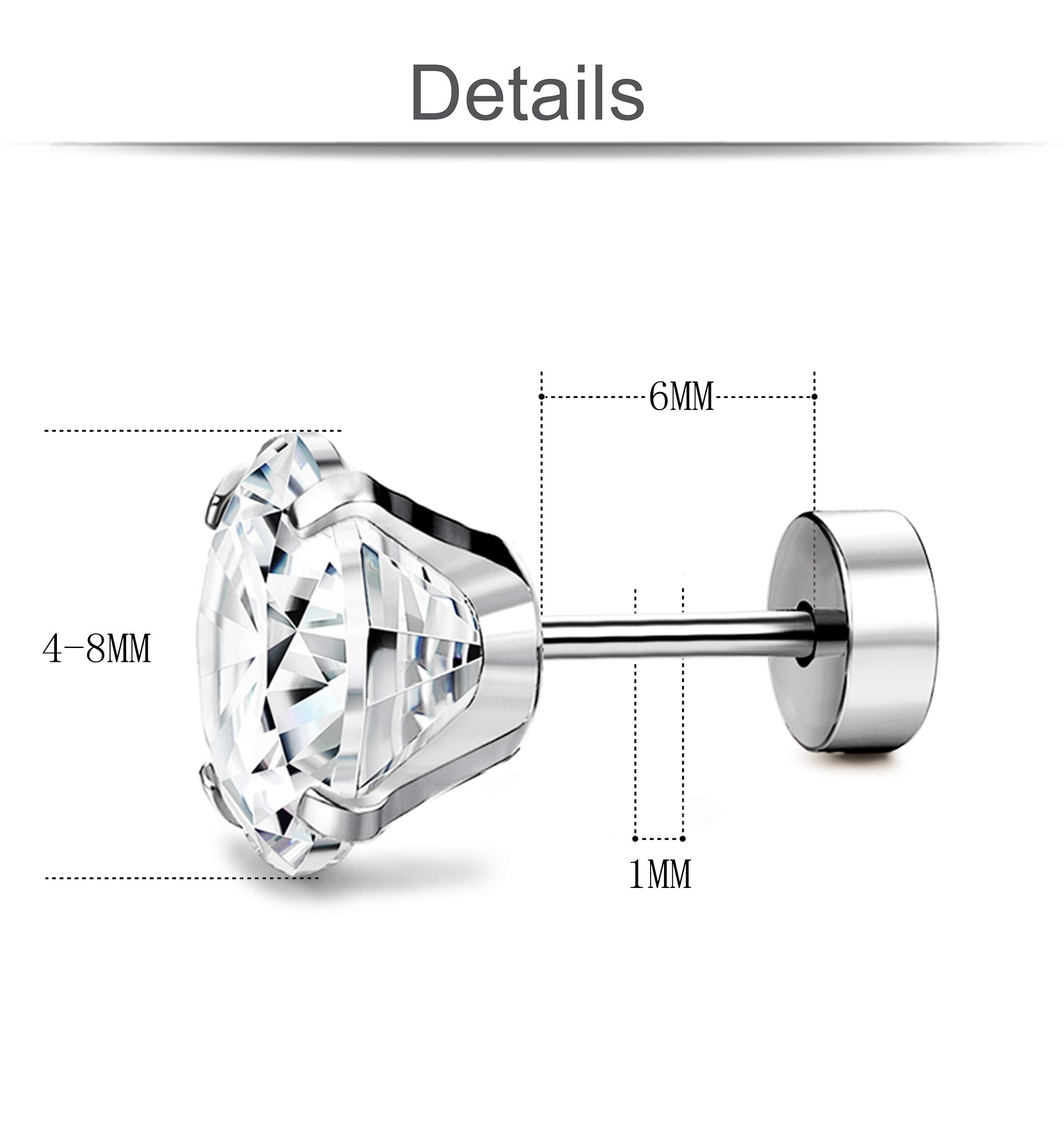 10 Pairs Screw Stud Earrings Flat Back Black Earrings for Men Mix Color Helix Cartilage Barbell Earrings Plugs Tunnel Punk