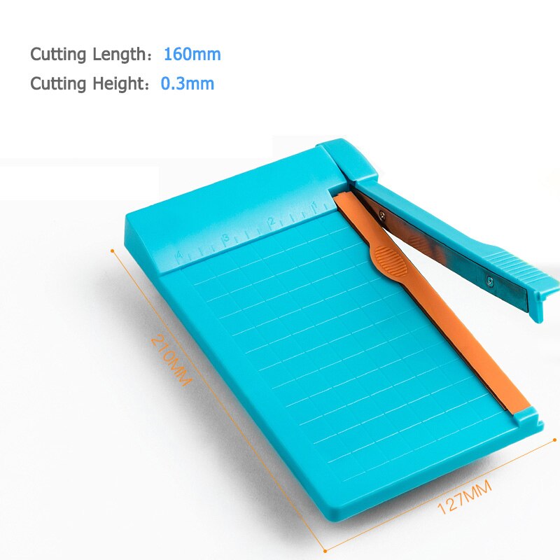 Recortadora de papel A5 portátil, máquina cortadora de papel con regla integrada, herramientas de corte de papelería de oficina, 1-6 pulgadas: A -blue