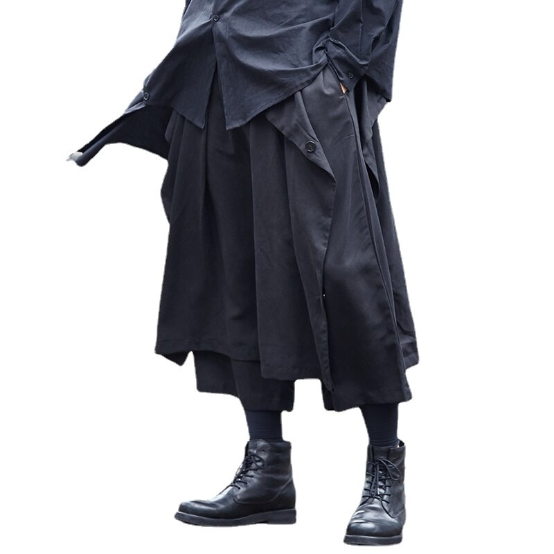 Männlichen Japan Straße Hüfte hüpfen Punk gotisch Harem Kimono Hosen Männer Frauen Zwei Stil Tragen verlieren Beiläufige Breite Bein Hosen Felsen Hosen