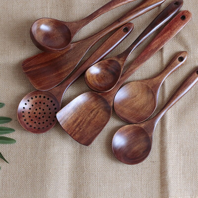 Wooden Cooking Utensil Non Stick Slotted Spoon Cooking Dinner Food Shovel Spatula Spoon Ladle Food Kitchen Tools