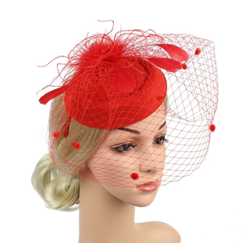 Frauen Fascinator Hütte Hochzeit Kirche Party Netz Schleier Stirnband Hütte Haar Clip Stirnband Blume Dame Schleier Hochzeit Dekor