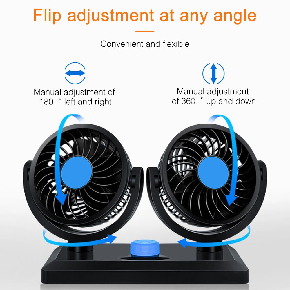 Ventilador individual/Dual para coche, accesorios de refrigeración para Interior de coche, puede girar 360 grados en todas las direcciones, 12V/24V, Verano