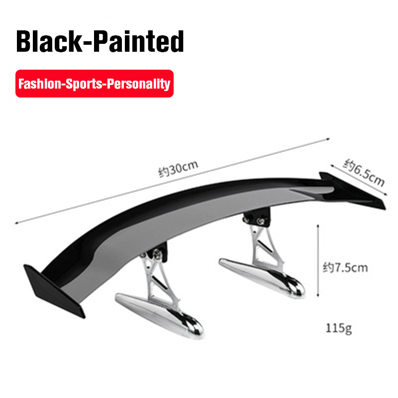 Universal Car Modified Rear Wing Carbon Fiber Painted Car Rear Spoiler Small Car Trunk Exterior Wing Parts Car Styling: Black-Painted