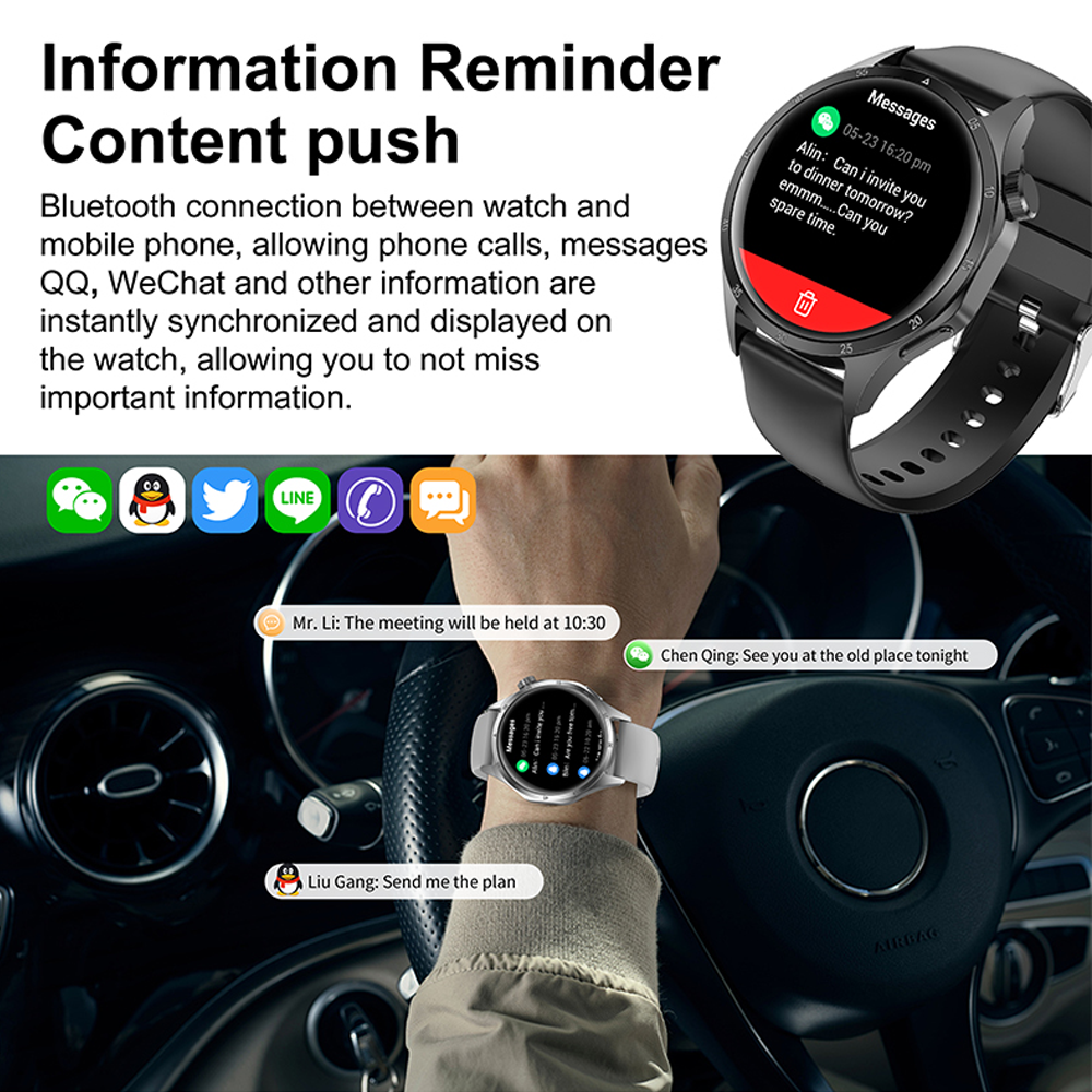 Orologio intelligente militare da uomo regalo display AMOLED messaggio push cardiofrequenzimetro salute sport all'aria aperta impermeabile chiamata BT Smartwatch