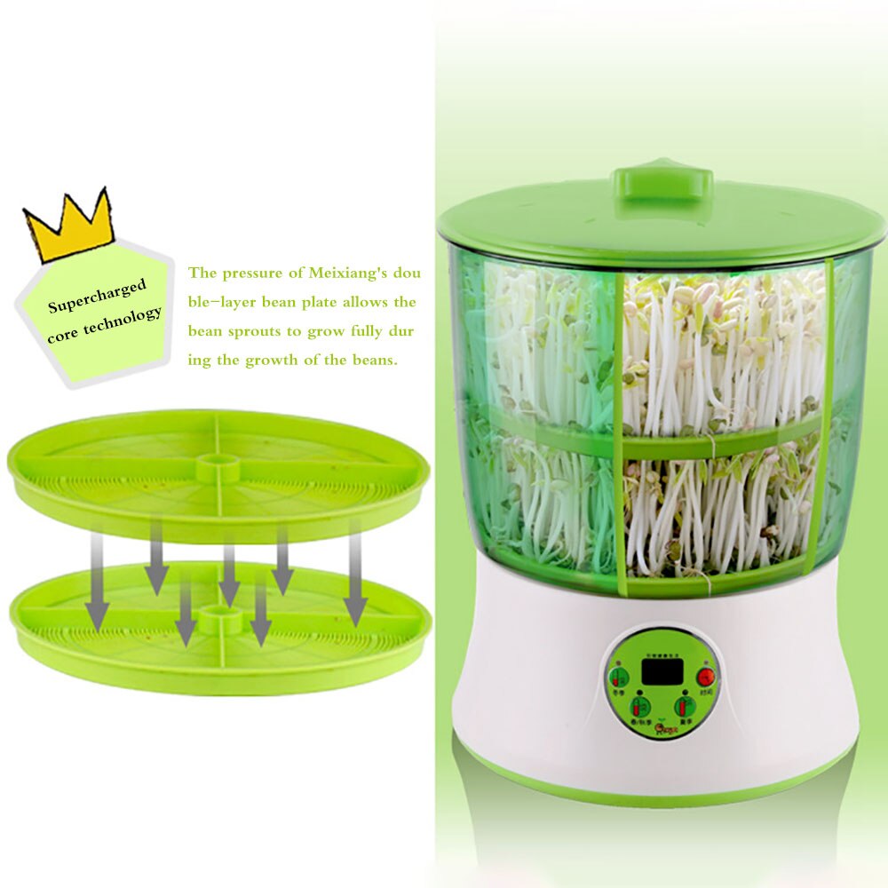 Germeur électrique automatique | 220, Thermostat, germeur automatique de semis de légumes, seau de croissance de graines vertes, Machine 2 couches