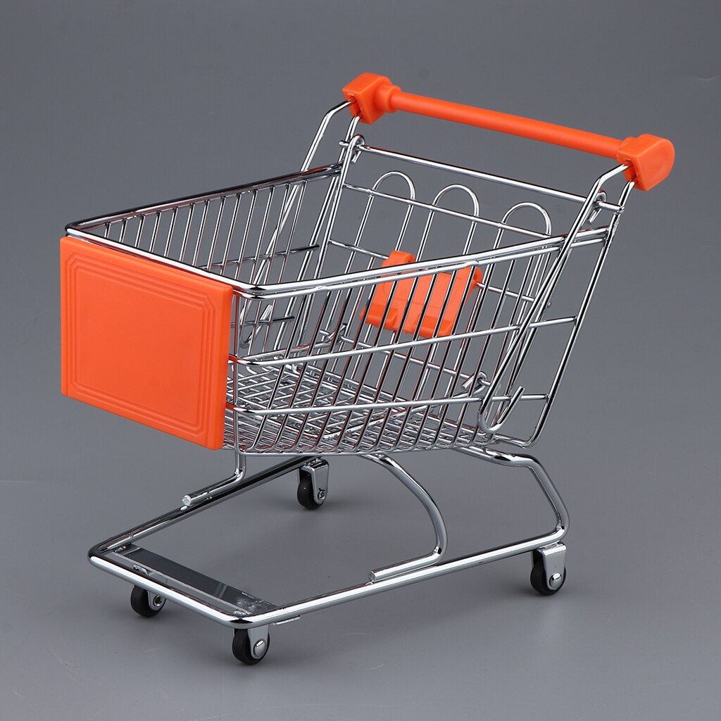 Miniature supermarked håndkærre, lille indkøbskurv trolley, indkøbshjælp vogn opbevaring legetøj til børn