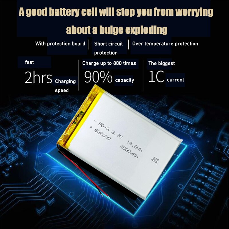 3.7V 4000mAh 606090 Cells Lithium Li-po Battery Li-ion Polymer Batteries for Tablet E-Book Powerbank PC Laptop