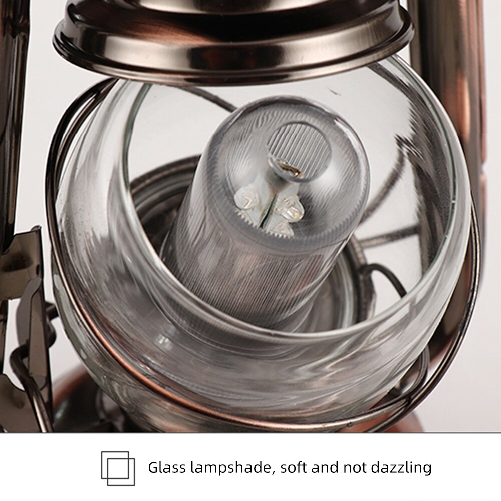 Lámpara de queroseno clásica Retro de 25cm, linternas de queroseno de LED regulable de 6 colores, luces portátiles de mecha, lámpara de aceite de Adorno