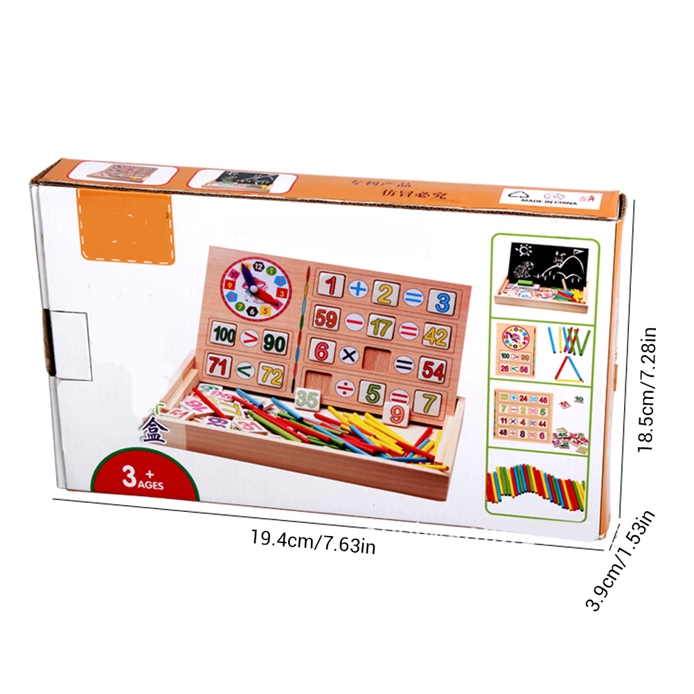 Kids Puzzles Wooden Maths Teaching Box Set Children Number Counting Math Toy Mathematics Sticker For Education Learning Toy