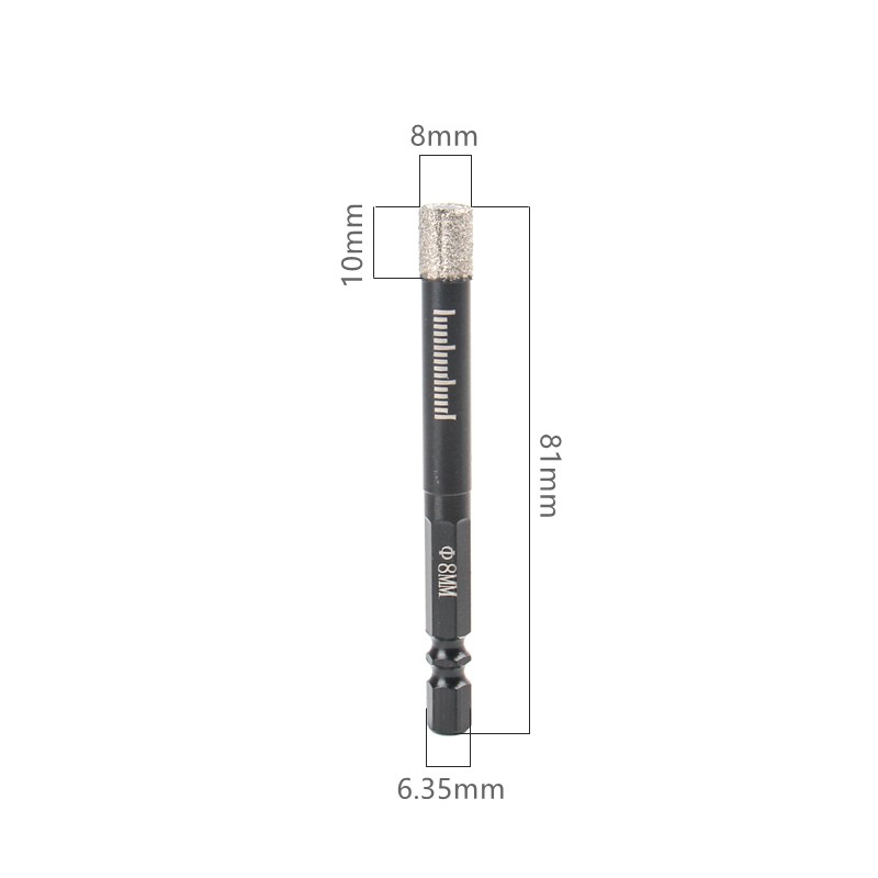 6/8/10/12/14mm diamant tørre bor hulsav fræser marmor keramiske fliser 81mm længde loddede tørre fliser elektriske bor dele bit