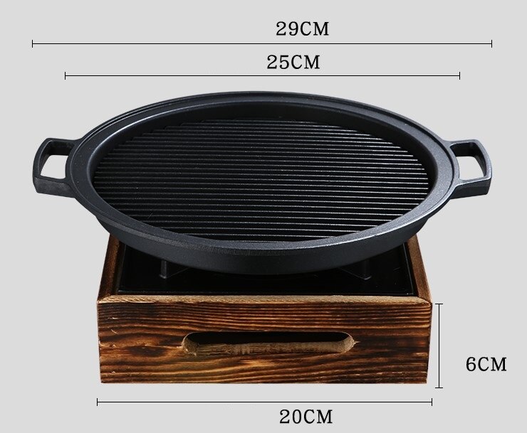 Parrilla portátil de hierro fundido para barbacoa, mini parrilla bbg para mesa superior, estufa de barbacoa, teppanyaki, para Hotel, restaurante, familia, Sin: big stove with pan